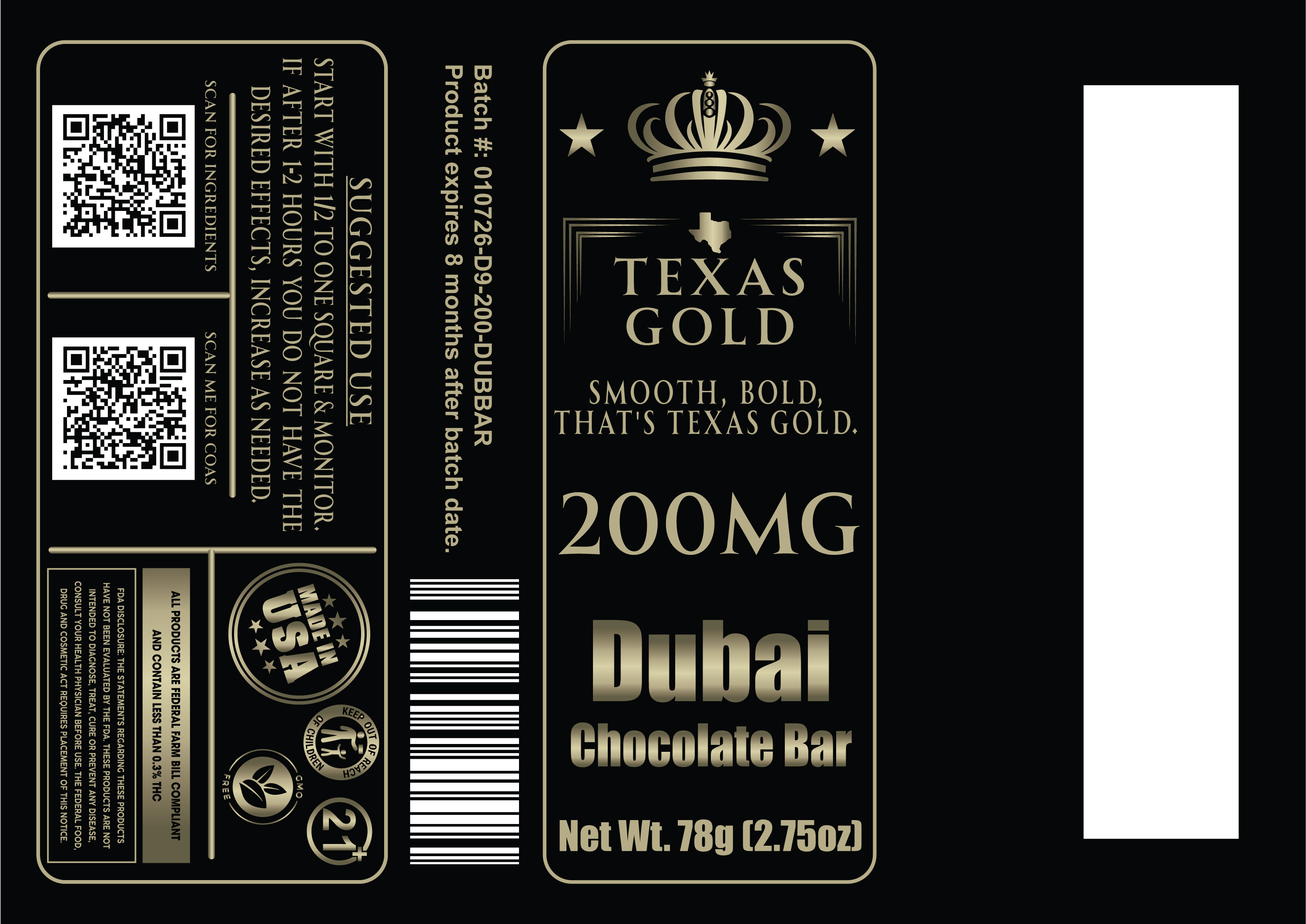 Dubai Chocolate Bar | 200mg Delta 9 THC